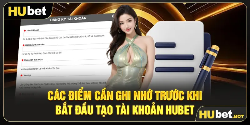 Các điểm cần ghi nhớ trước khi bắt đầu tạo tài khoản Hubet